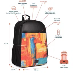ZOUK Printed Vegan Leather 16 Inch Laptop Backpack with Compression Straps image 3