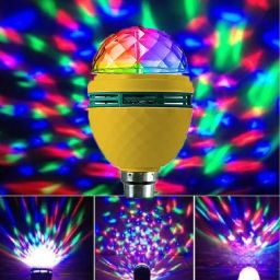 Diwali Sale 360 Degree LED Crystal Rotating Bulb Magic Disco LED Light, LED Rotating Bulb Light Lamp Colorful Magic DJ Laser Light Lighting Disco Party Bulb for Party Home Diwali Decoration, Single Disco Ball-95