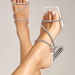 DressBerry White Embellished Block Heels-46