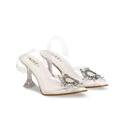 GNIST Embellished Peep Toe Party Block Heels With Backstrap image 2