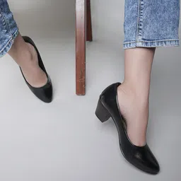 Shezone Solid Closed Back Block Pumps-27
