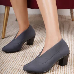 Shezone Grey Work Block Pumps-18