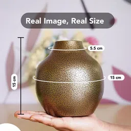 Ekhasa Yellow Textured Round FlowerVases image 2