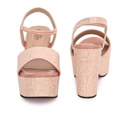 GARDIN Textured Open Toe Platform Heels With Backstrap image 2