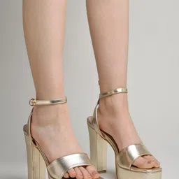 Shoetopia Girls Textured Open Toe Backstrap Platform Heels-16