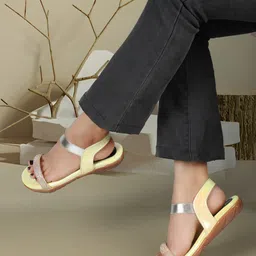 ELLE Embellished Open Toe Flats With Backstrap image 5