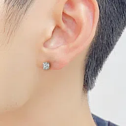 Peora Men Silver-Plated Cubic Zirconia Stainless Steel Geometric Shaped Stud Earrings image 4