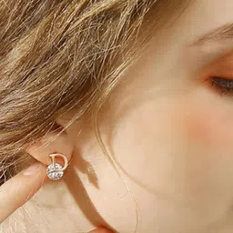 Jewels Galaxy Rose Gold-Plated CZ-Studded Contemporary Studs Earrings image 2