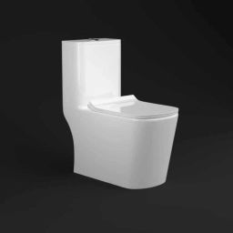 W/502 Premium Quality Ceramic One Piece Commode With Slim Soft Close Seat Cover [S Trap 225mm(9Inch)] Western Commode-image-95