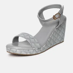 Marc Loire Printed Open Toe Wedge Heels With Buckles image 5