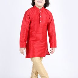 BownBee Boys Red Layered Kurta with Pyjamas image 5