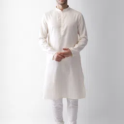 KISAH Men Cream-Coloured Regular Kurta with Pyjamas image 2