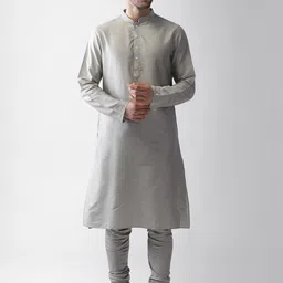 KISAH Men Yellow Regular Kurta with Pyjamas image 4
