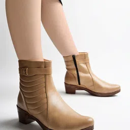 Shoetopia Women Buckled Block Heeled Chunky Boots-picture-37