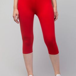 Women’s Capri Leggings Cotton Blend Stretchable Slim Fit Women Red Capri-image-22