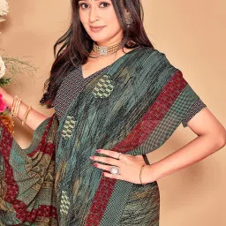 Printed, Striped, Embellished Bollywood Chiffon, Georgette Saree-image-7