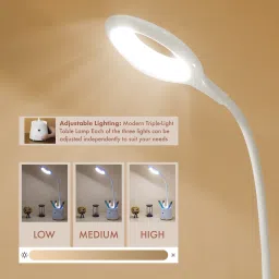 weird wolf 3 Level Brightness Mode Rechargeable, Flexible Gooseneck LED Study / Desk Table Lamp image 3