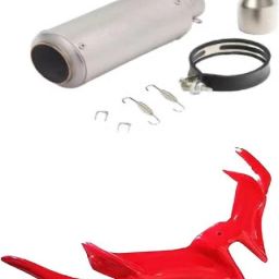 Bike Exhaust SC Project Straight (silver), v3 winglet red Bike Fairing Kit-image-53