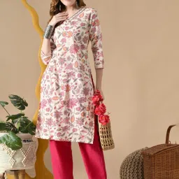 Women Embroidered Pure Cotton Straight Kurta-image-6