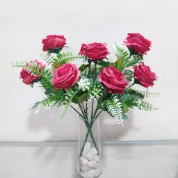 SAF 5H Artificial Rose Flowers Bunches for Vase Maroon Rose Artificial Flower-image-80