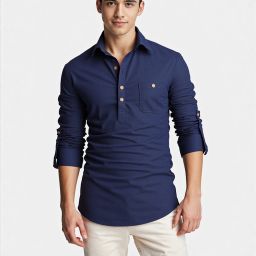 Men Solid Cotton Blend Straight Kurta-image-2