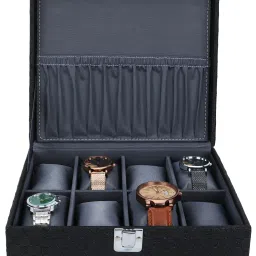 Watch Box Holder Organizer Case In 8 Slots In PU Leather with Black&Gray color Watch Box-7