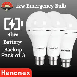 henonex Bulbs (12W Each) – Combo of 3 | White Light | Power Saver 2 hrs Bulb Emergency Light-picture-23