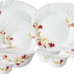 Pack of 27 Opalware Red Lily Dinner Set-image-18