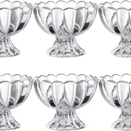 Glass Dessert Bowl flower Glass Ice Cream Bowl Set, 120 ml, Dessert Bowl, Perfect for Fruit Salad or Pudding (Pack of 6) Glass Disposable Storage Bowl (Multicolor, Pack of 6) Glass Disposable Dessert Bowl (Multicolor, Pack of 6) Glass Disposable Candy Bowl (Clear, Pack of 6)-2