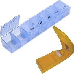 Tablets, Pills, Capsules 7 Grid Organizer Box, With Pills Spliting, Cutter Pill Box-image-1