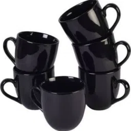 Pack of 6 Ceramic Pack of 6 Ceramic black shine abstract tea/coffee cups (Black)-17