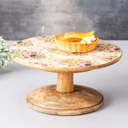 Wooden Cake Stand for Party | wooden printed dessert stand ( Dia 10 inch ) Wooden Cake Server-image-21