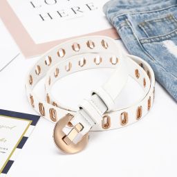Women White Artificial Leather Belt-image-14