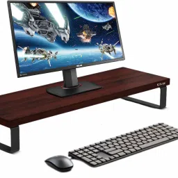 Flux Monitor Riser Stand with Metal Legs | Study, Office & Computer Table Rosewood Wooden Floor and Desk Stand Laptop Stand Compatible with Universal Laptops-picture-21