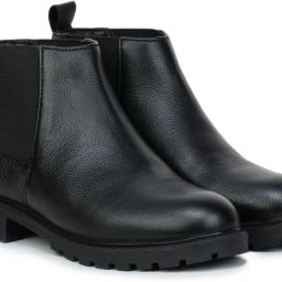Genuine Leather Black Boots with No Heel Heel Boots For Women-image-74