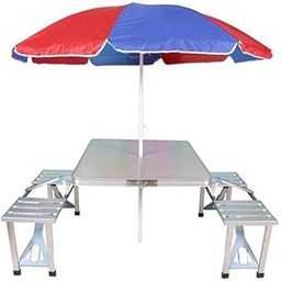 sliceit Picnic-Table-Heavy-Duty-Aluminium-Portable-Folding-Camp-Suitcase-Picnic-Table-and-4-Chairs-Set-with-Umbrella image 4