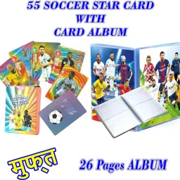 FTBL SOCCER Star Card 55 Card, With Album MUFT,Multi Shine Card Game For KIds Album-image-95
