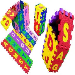 galactic New Foam Alphabet Puzzle Matt ABCD + Numbers 0 to 9 Flooring Mat | Set of 36 TilesFoam ABCD Matt Puzzle Non Toxic ( (Multicolored) (Multicolor) image 4