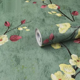 Floral & Botanical Green Wallpaper-14