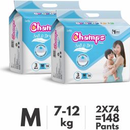 Soft and Dry Baby Diaper Pants|Pack of 2 - M-14
