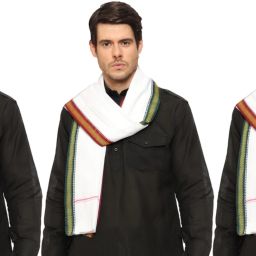 Embroidered Cotton Blend Men White Scarf-image-23