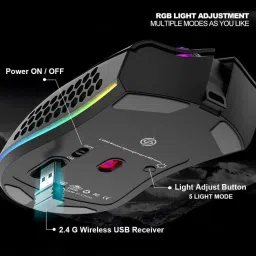 Etzin Gaming Mouse USB Receiver RGB Backlight Computer Mouse Laptop PC EPL-624KM-03 Wireless Ambidextrous Mechanical Gaming Mouse with Bluetooth image 4
