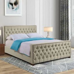 casacraft from pepperfry Archer Upholstered Queen Size Bed In Beige Color-picture-41
