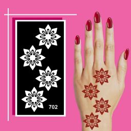 Floral Petal Line Mehndi Stencil Sticker With Easy Stick Application-image-88