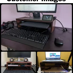 Dime Store Wooden Monitor Stand with Storage Organizer For Desk, Tables, Office Solid Wood Computer Desk image 3