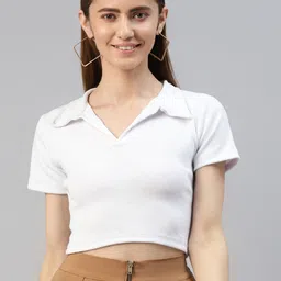 AAHWAN White Shirt Style Crop Top-picture-26
