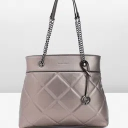 Allen Solly Geometric Self Design Structured Shoulder Bag with Quilted & Tasselled Detail-58