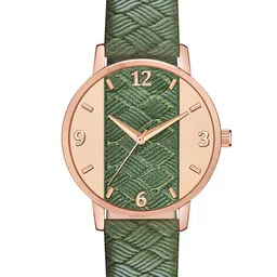 PERCLUTION ENTERPRISE Women Green Printed Dial & Green Leather Straps Analogue Watch-image-76