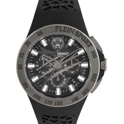 PLEIN SPORT Men Skeleton Dial & Textured Straps Analogue Chronograph Watch PSABA0123-picture-7