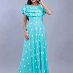 ao services Polka Dot Printed Ruffled Maxi Fit & Flare Ethnic Dress-picture-17